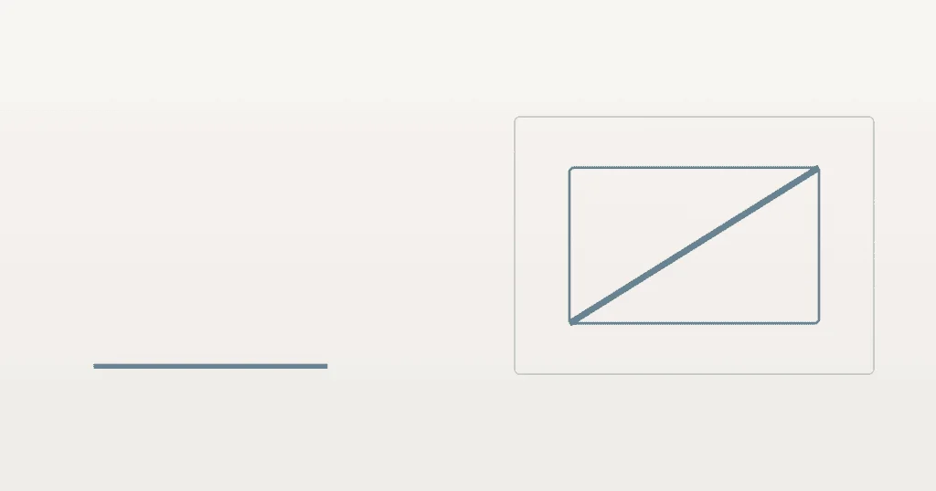 Retângulos concêntricos com diagonal em azul-acinzentado sobre fundo off-white